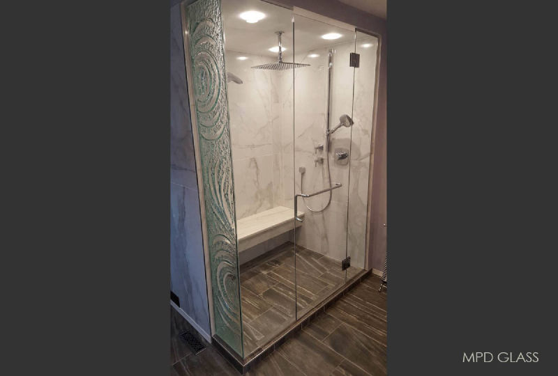 Shower with custom cast side panel